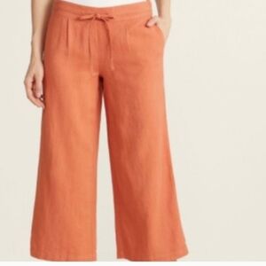 Per Se Linen Blend Orange  Cropped Loose Leg Pants S